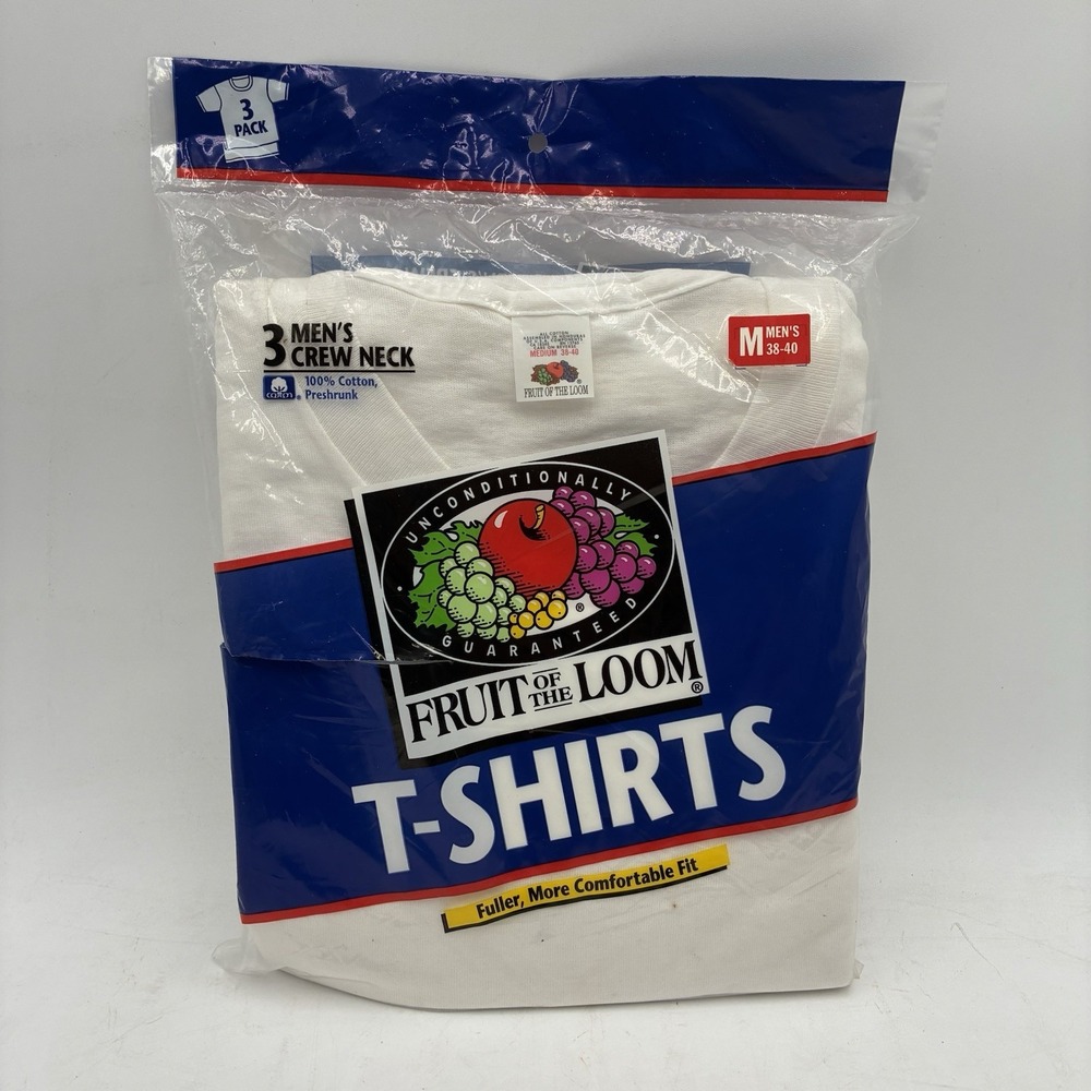 Vintage 90s 3 Pack Fruit of the Loom Blank T-Shirts Mens Medium White Tee USA